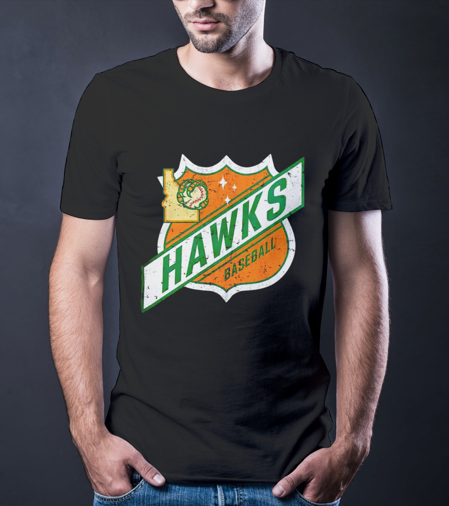 Hawks Baseball Idaho Highway Shield T-Shirt
