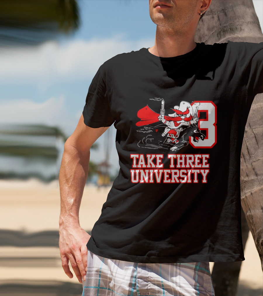 Joey Mcguire Take Three University Red Raider Character Number 3 T-Shirt