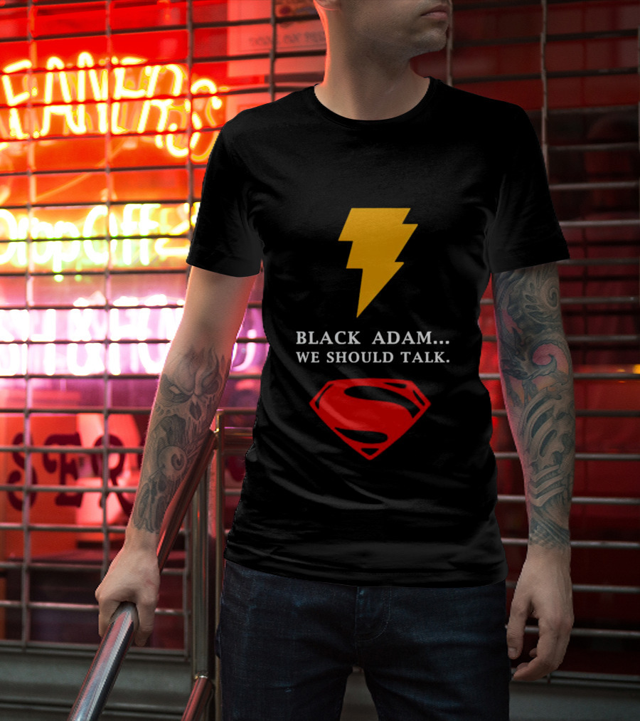 Black Adam We Should Talk Lightning Bolt Superman Emblem T-Shirt