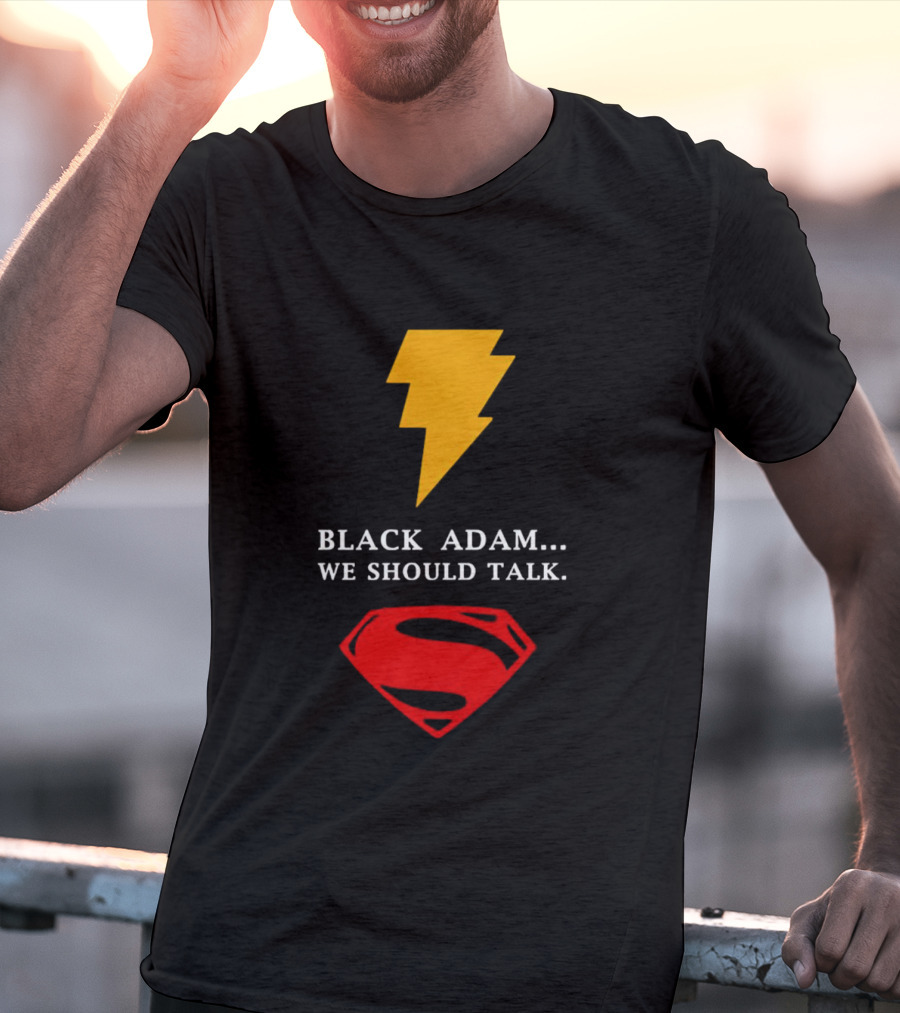 Black Adam We Should Talk Lightning Bolt Superman Emblem T-Shirt