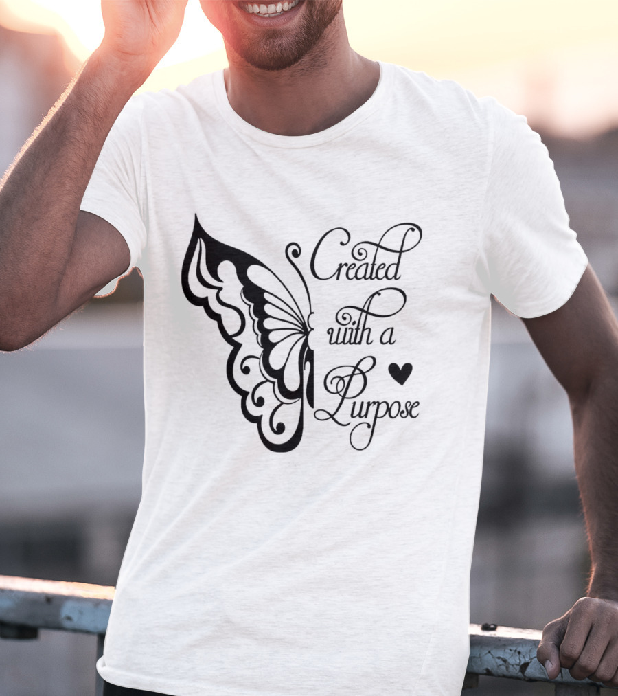 Created With A Purpose Butterfly Heart T-Shirt