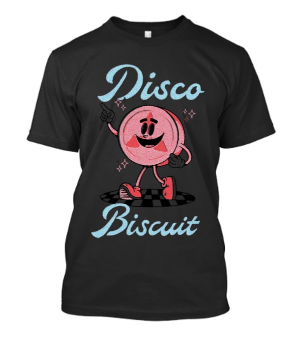 Disco Biscuit Dancing Cartoon Style On Checkered Floor T-Shirt