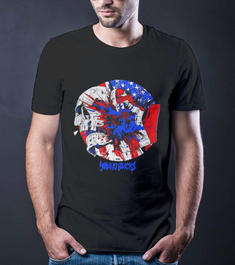 Young Bucks AEW Explosive American Skull Burst T-Shirt
