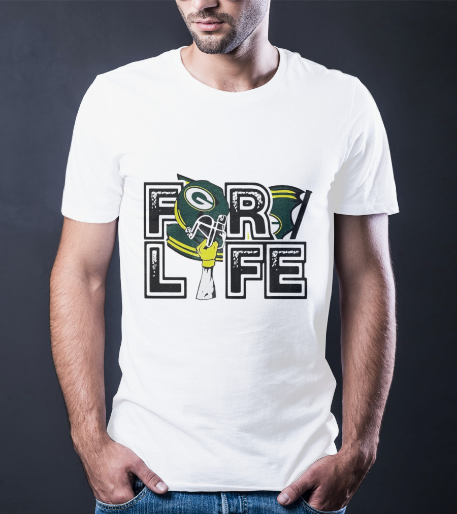 Green Bay Packers Helmet And Fist For Life T-Shirt