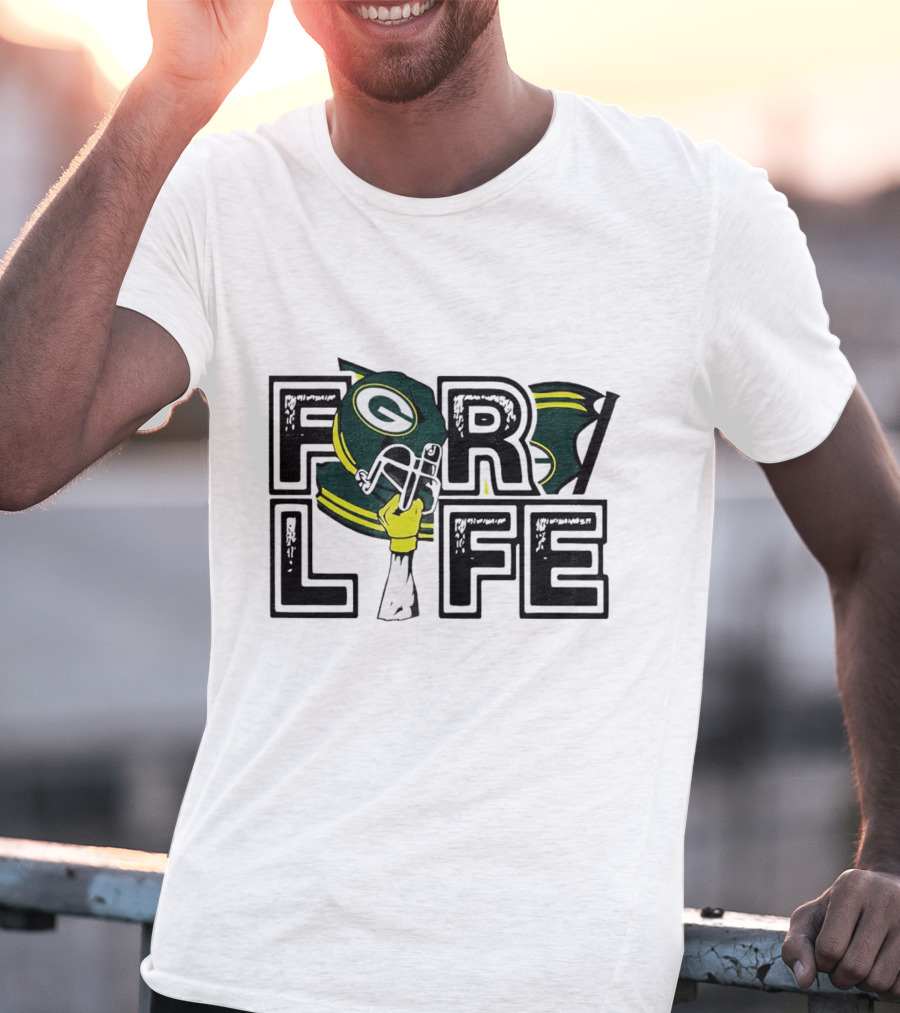 Green Bay Packers Helmet And Fist For Life T-Shirt