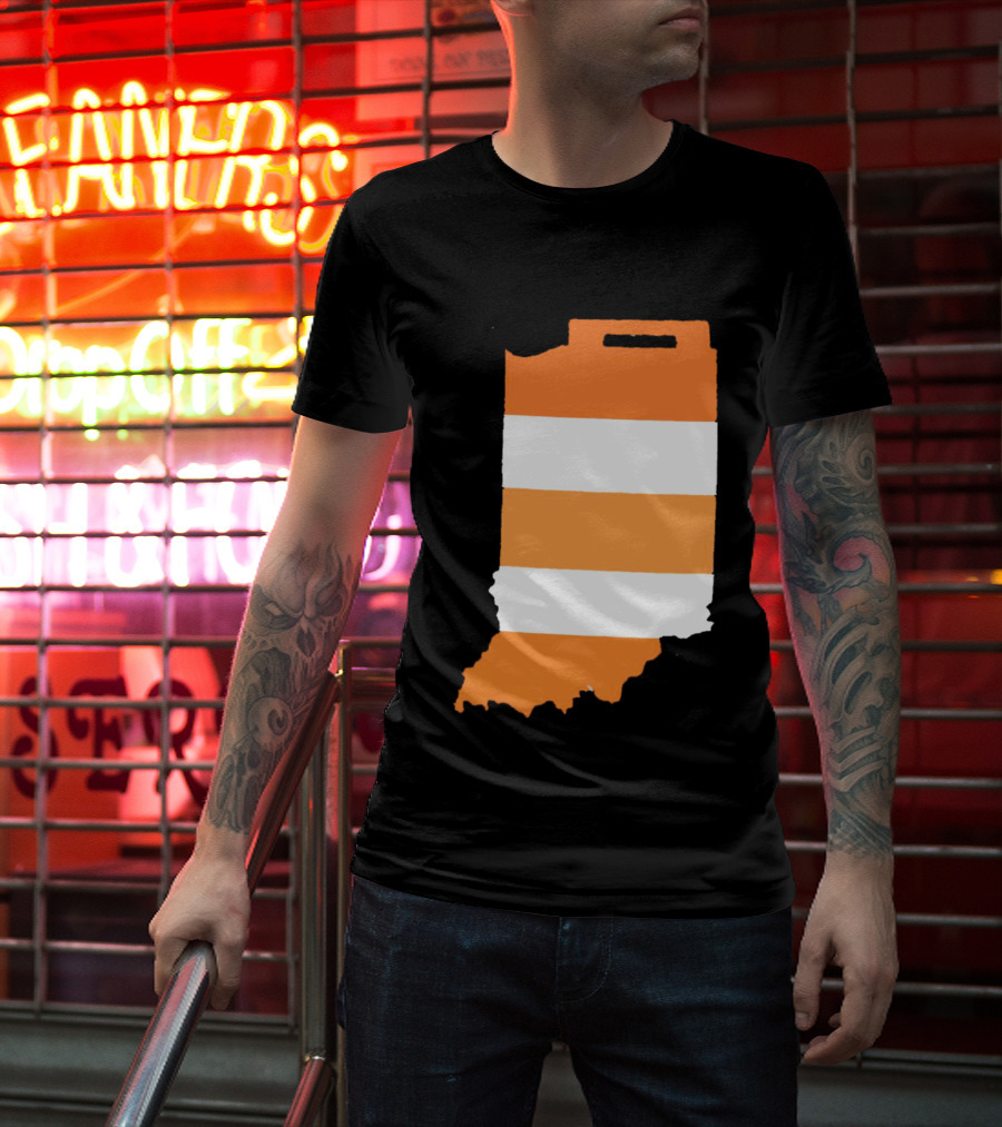 Indiana Under Construction Traffic Barrel Shape T-Shirt