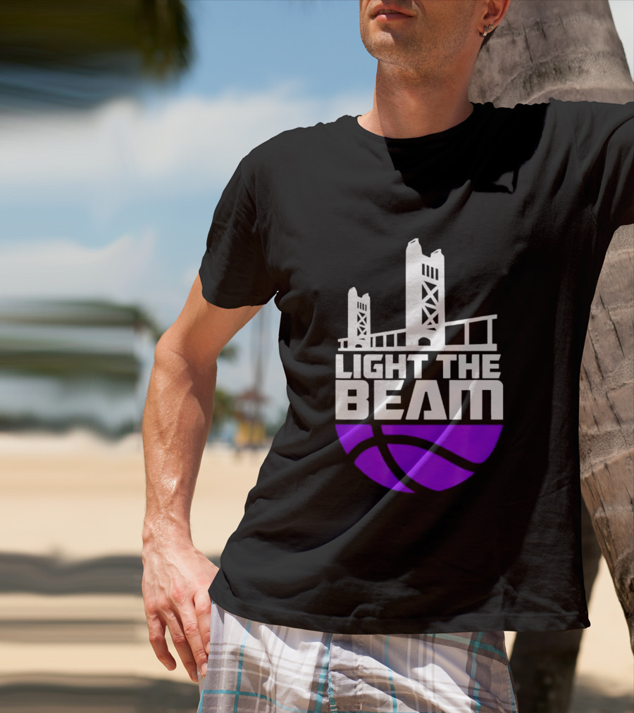 Light The Beam Sacramento Kings Skyline Basketball T-Shirt