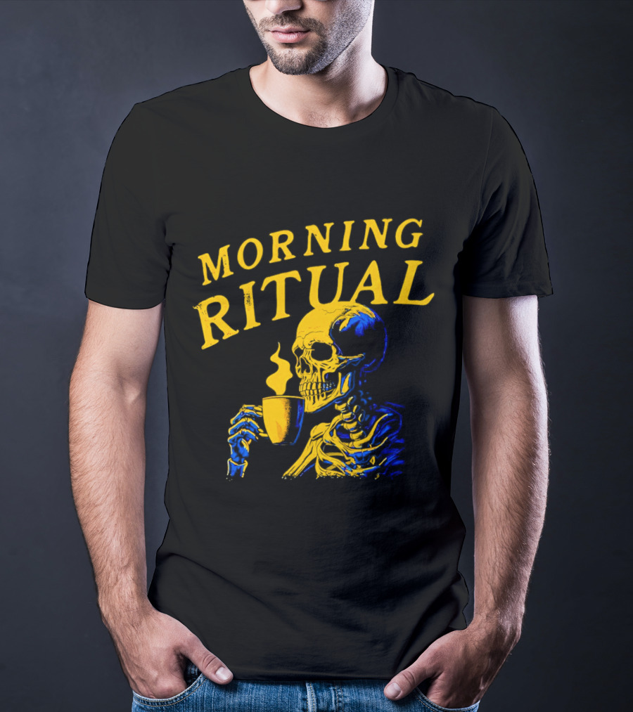 Morning Ritual Skeleton Coffee Cup T-Shirt