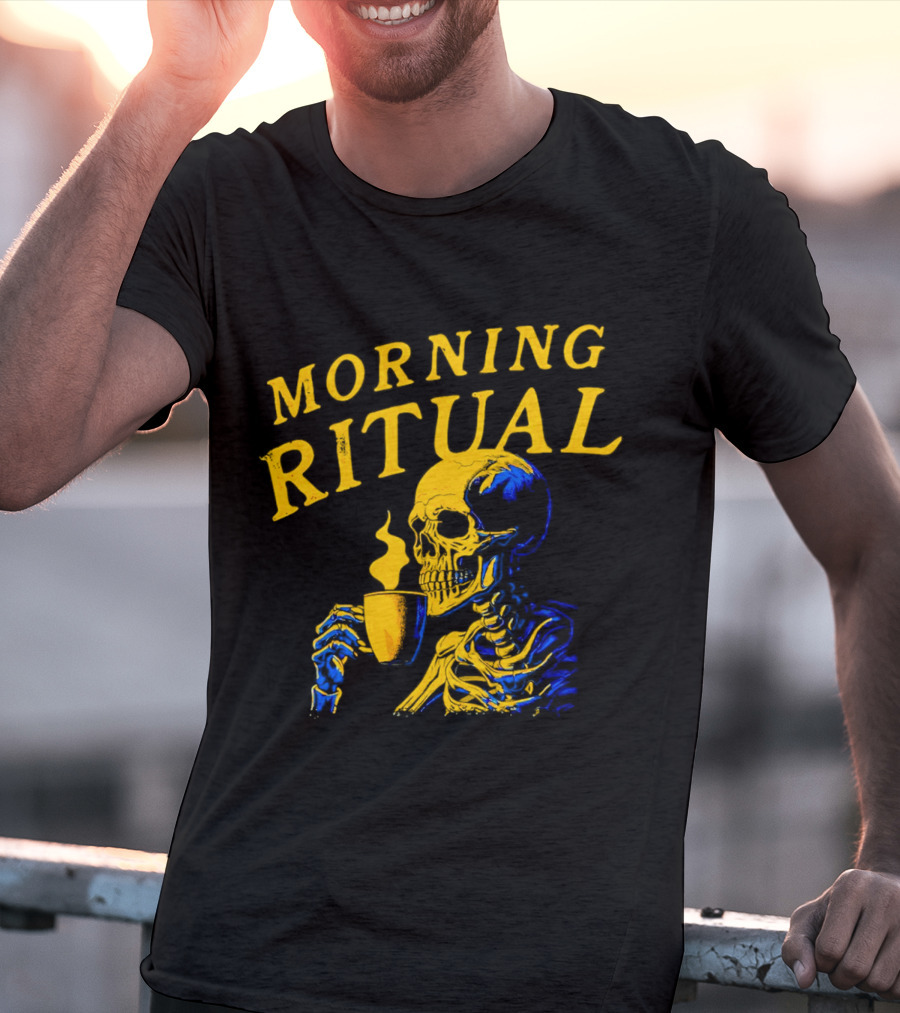 Morning Ritual Skeleton Coffee Cup T-Shirt