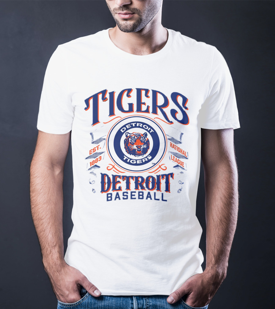 Tigers Detroit Baseball Est 1883 National League Detroit Tigers T-Shirt