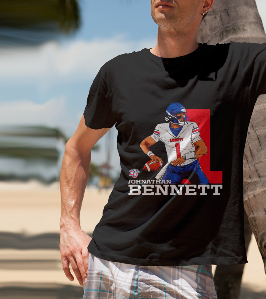 Johnathan Bennett Liberty Flames NCAA Football Quarterback Caricature T-Shirt