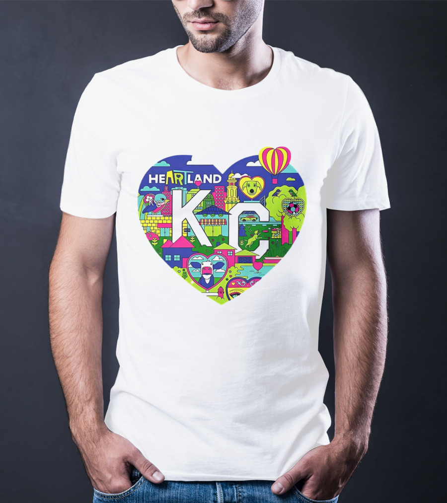 Heartland KC Colorful Parade Of Hearts Kansas City T-Shirt