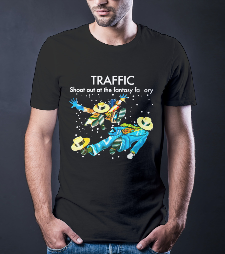TRAFFIC Shoot Out At The Fantasy Factory With Flying Figures And Hats T-Shirt