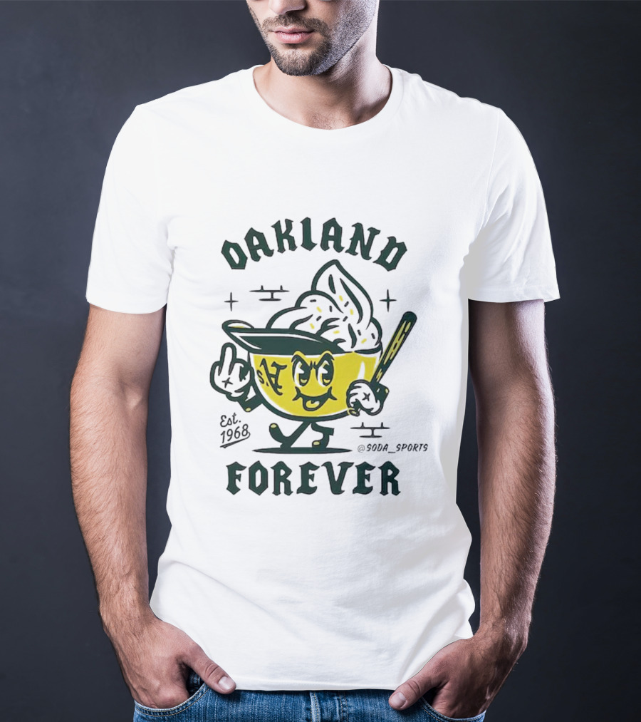 Oakland A's Forever Est. 1968 Retro Baseball Character T-Shirt