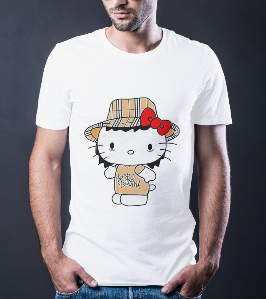 Peso Pluma Hello Kitty Plaid Hat Red Bow T-Shirt