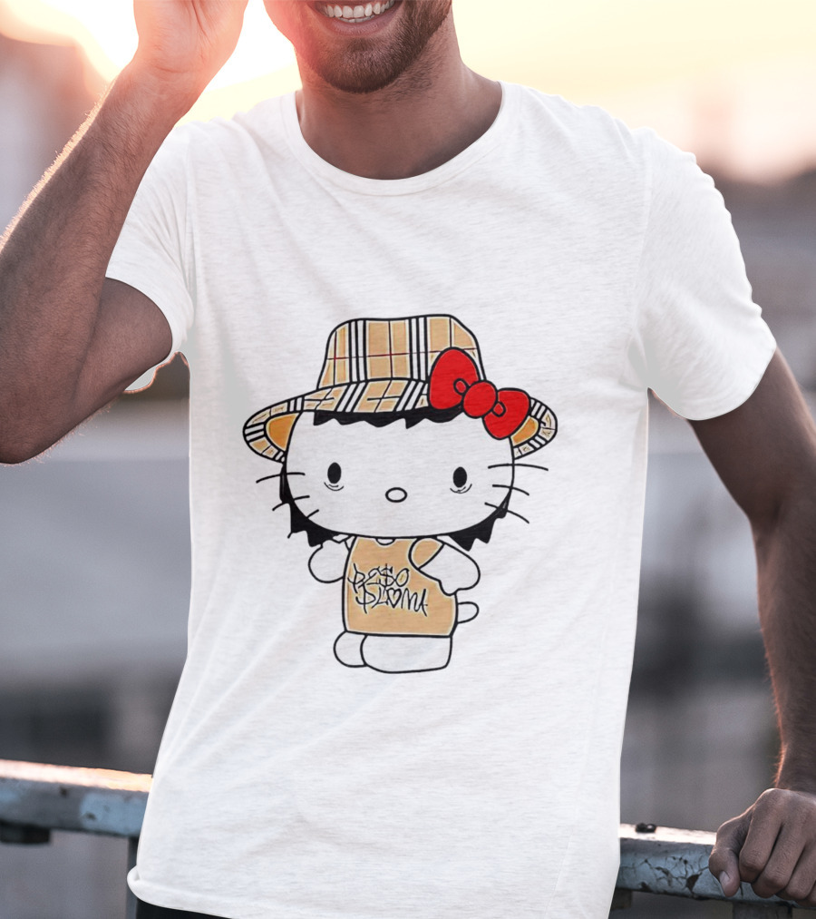 Peso Pluma Hello Kitty Plaid Hat Red Bow T-Shirt
