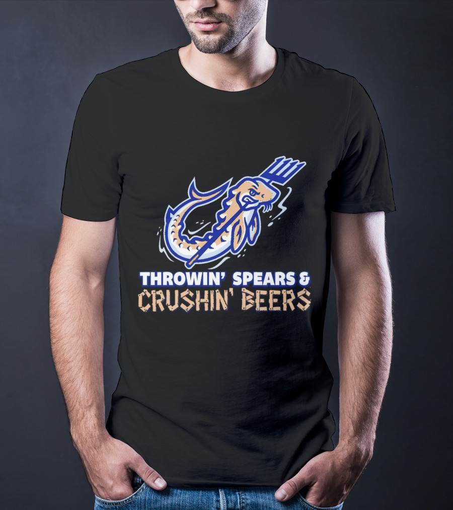Throwin' Spears And Crushin' Beers Catfish With Pitchfork T-Shirt