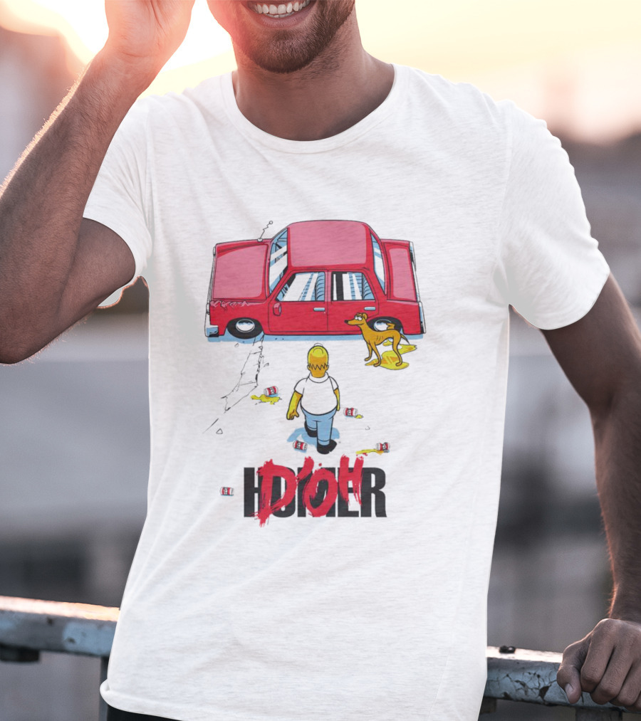 The Simpsons D’Oh Homer Red Car And Dog T-Shirt