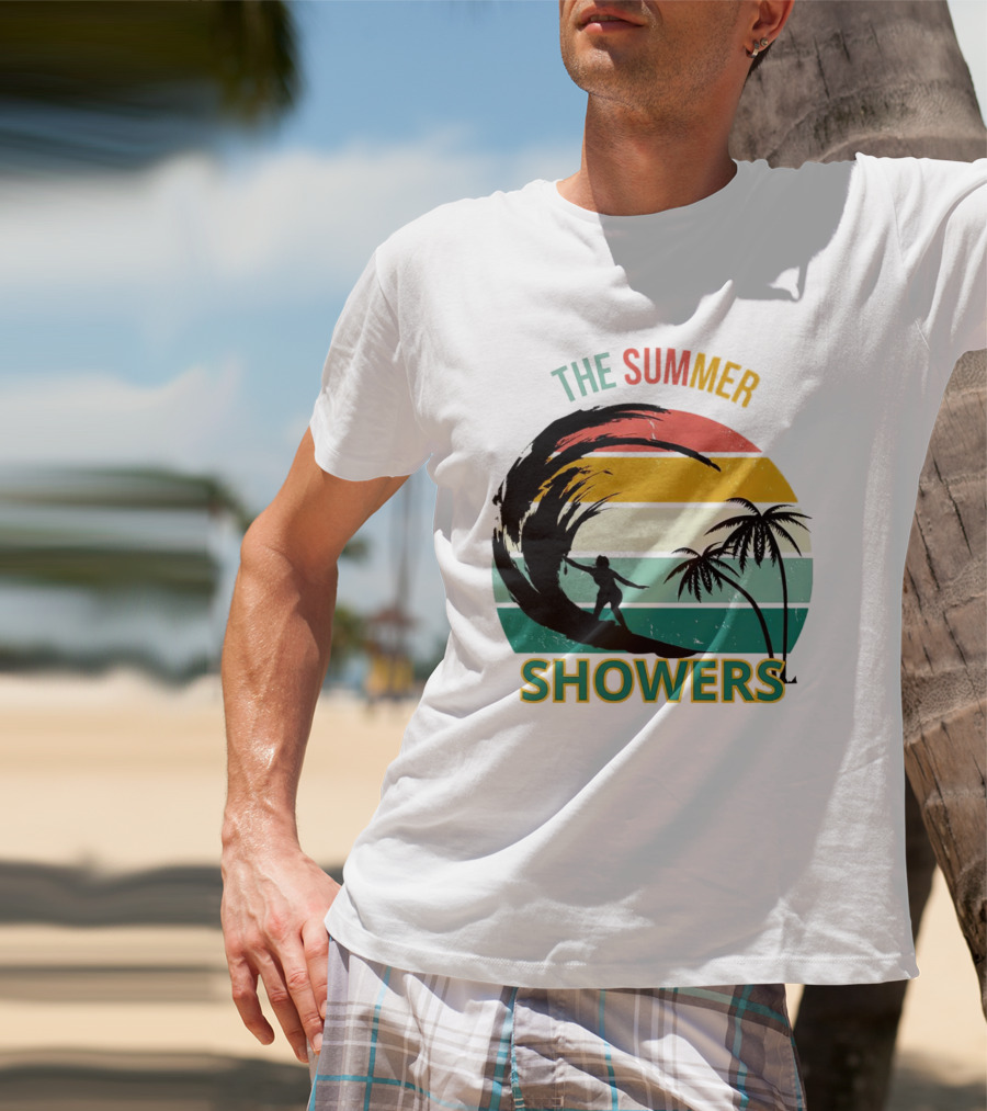 The Summer Showers Surfing Vintage Stripes T-Shirt