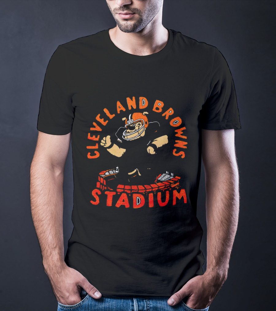 Cleveland Browns Stadium Mascot With Helmet And Arena T-Shirt
