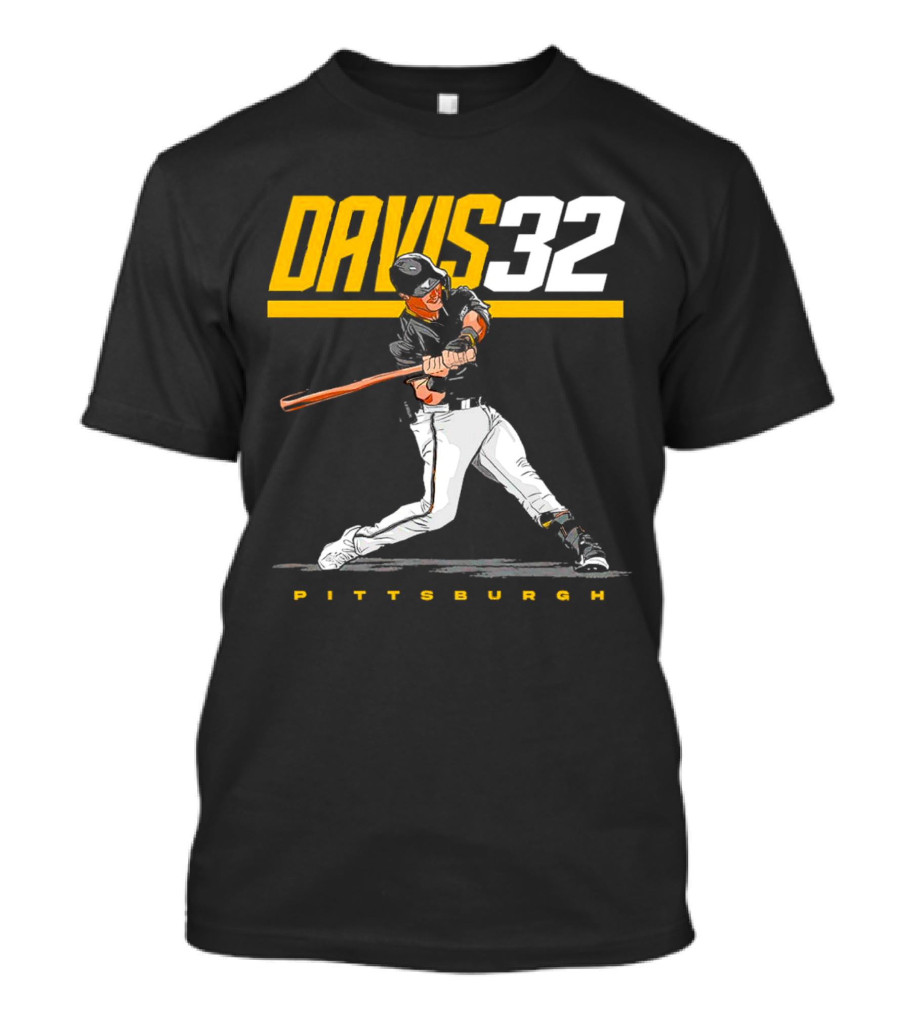 Davis 32 Pittsburgh Baseball Player Swinging Bat T-Shirt