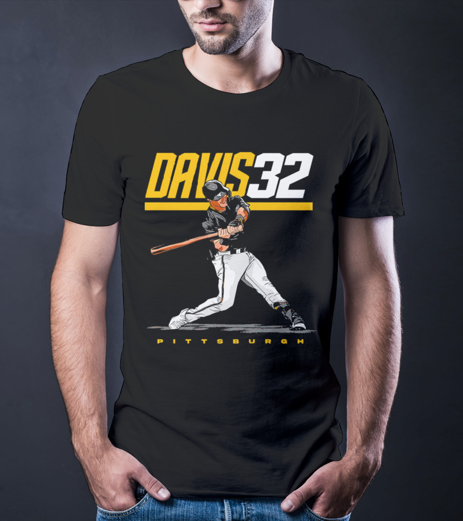 Davis 32 Pittsburgh Baseball Player Swinging Bat T-Shirt