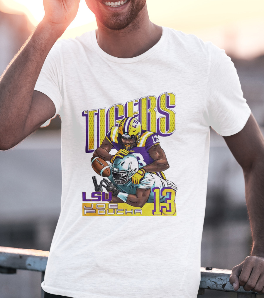 LSU Tigers Joe Foucha 13 Football Tackle T-Shirt