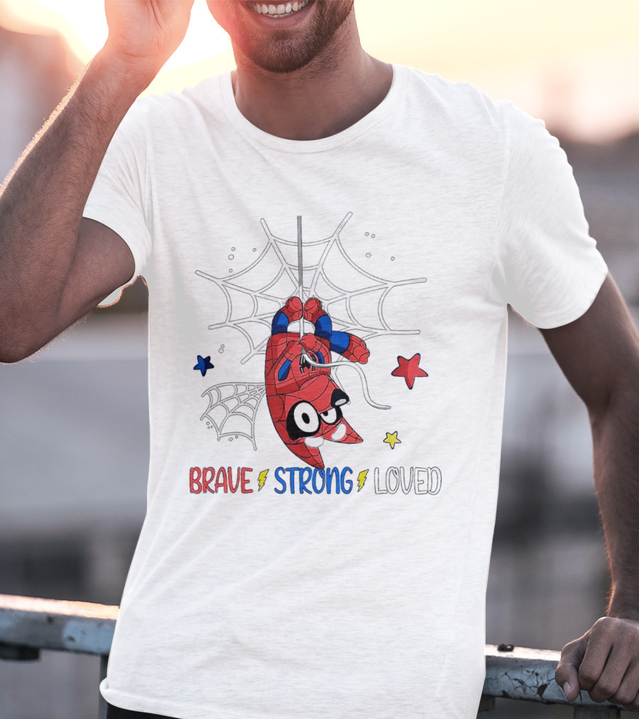 Brave Strong Loved Spider Superhero Dog Web Stars T-Shirt