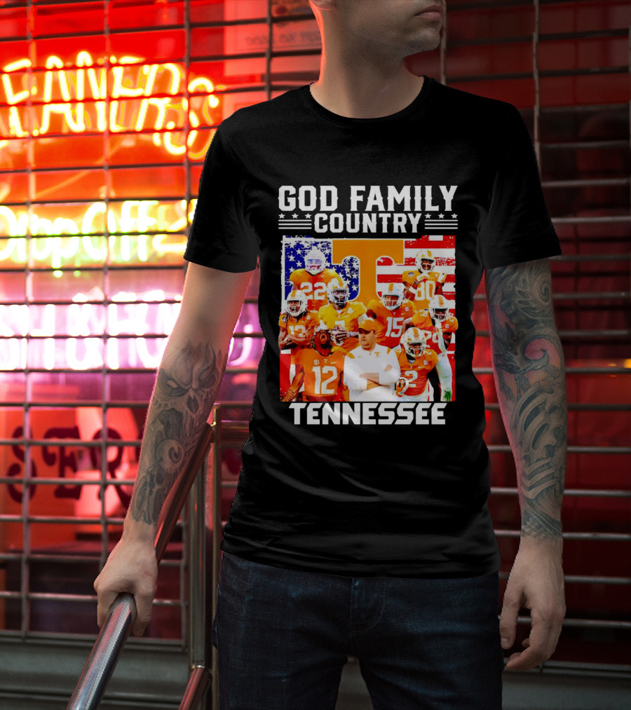 God Family Country Tennessee Volunteers Football American Flag T-Shirt
