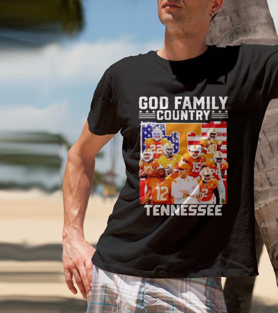 God Family Country Tennessee Volunteers Football American Flag T-Shirt