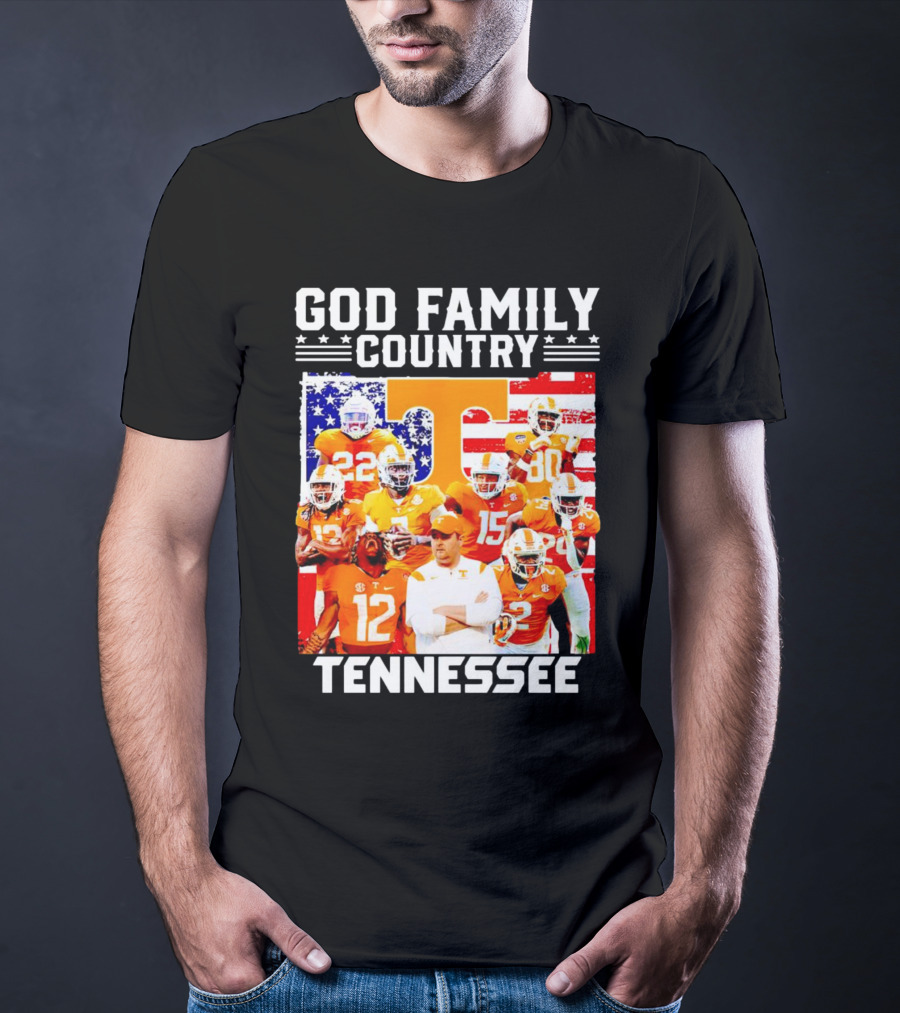 God Family Country Tennessee Volunteers Football American Flag T-Shirt