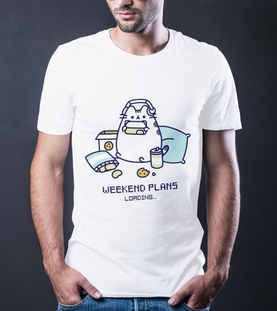 Weekend Plans Loading Pusheen Cat Snacks And Headphones T-Shirt