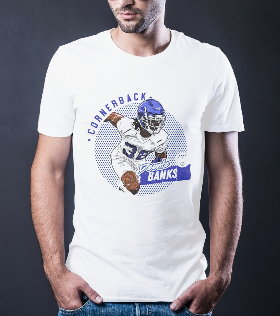 Deonte Banks New York Giants Cornerback Dots Blue Football Player T-Shirt