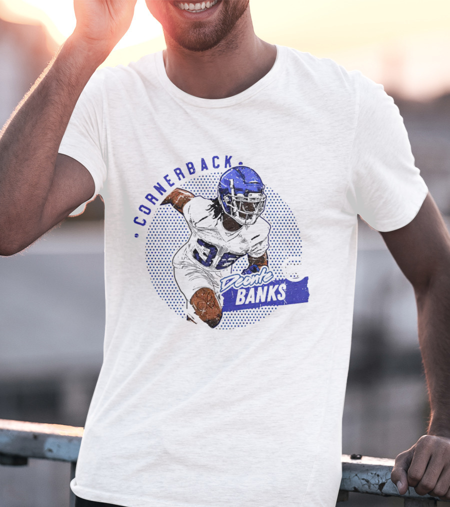 Deonte Banks New York Giants Cornerback Dots Blue Football Player T-Shirt