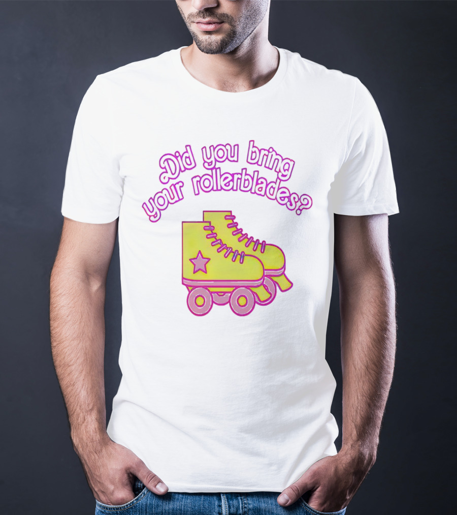Did You Bring Your Rollerblades Retro Neon Yellow Pink Star Roller Skates T-Shirt