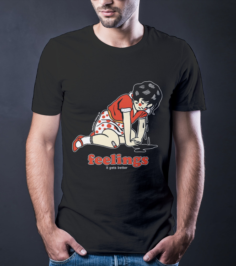 Feelings It Gets Better Vintage Cartoon Girl Red Polka Dot Dress T-Shirt