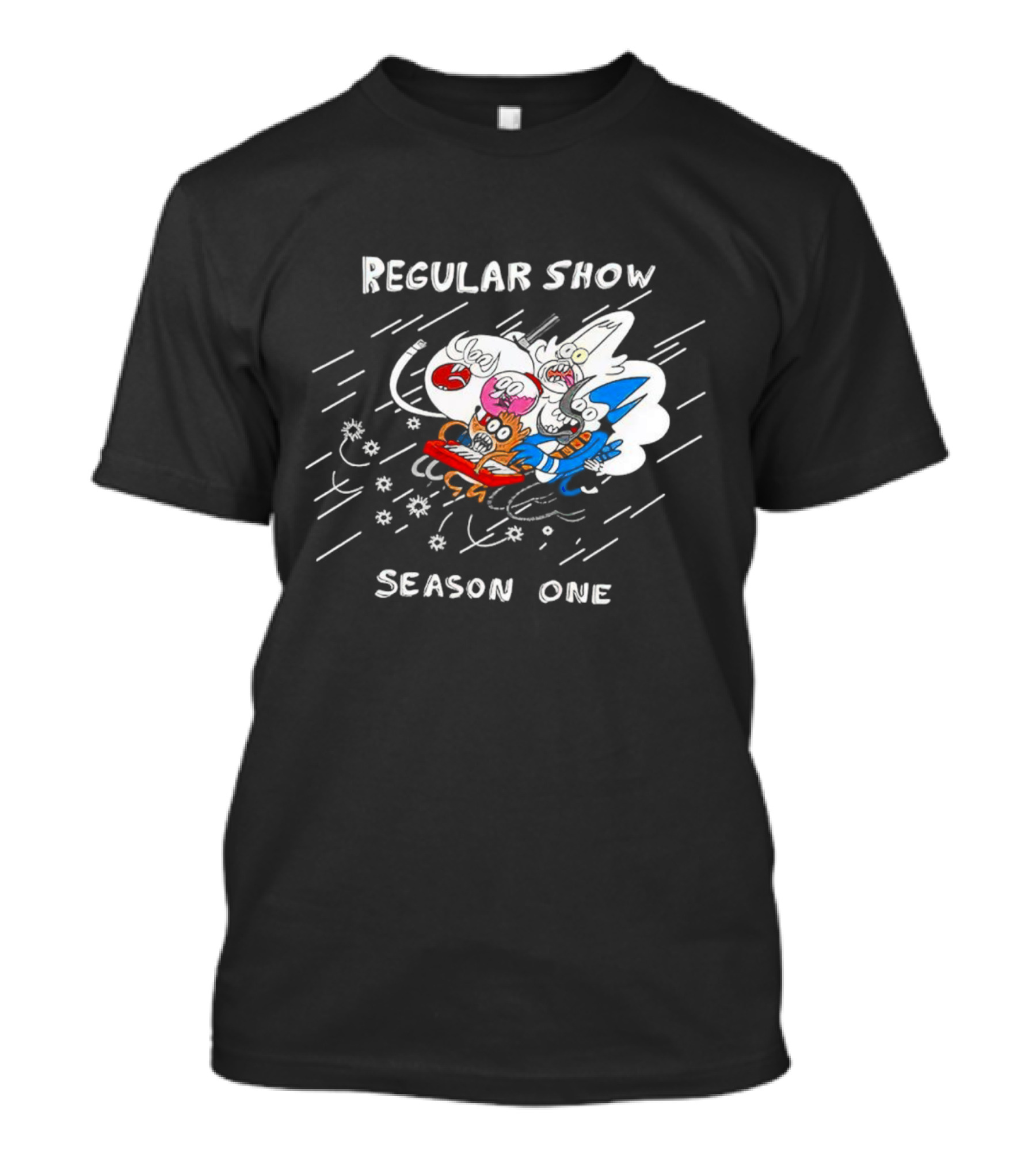 Regular Show Season One Animated Characters In Action T-Shirt