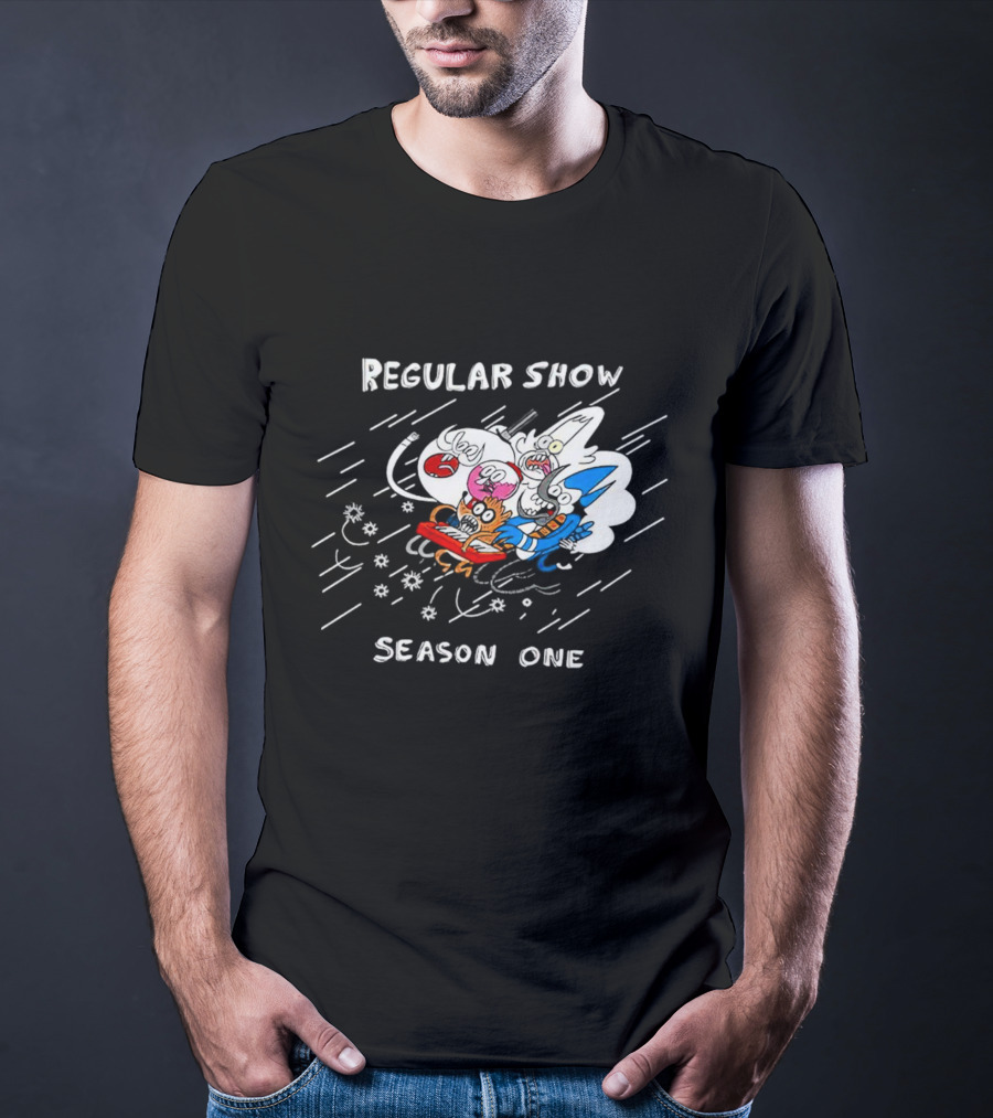 Regular Show Season One Animated Characters In Action T-Shirt