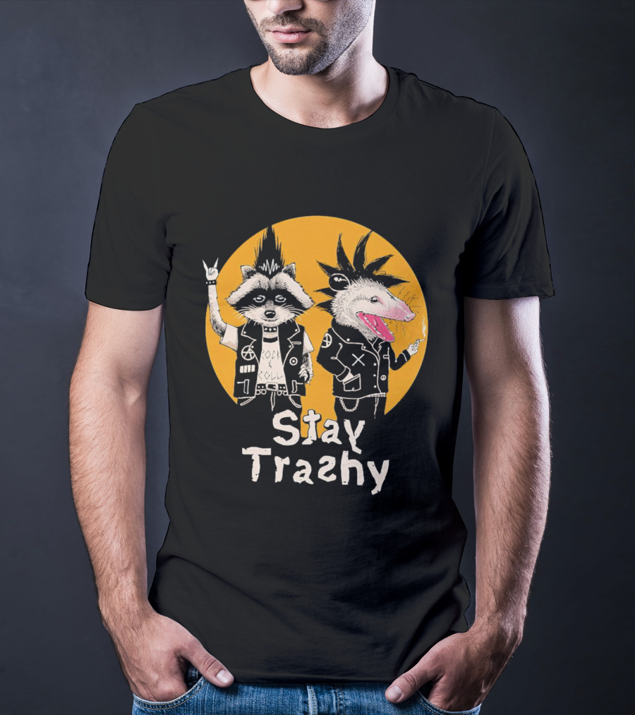 Stay Trashy Rock And Roll Punk Raccoon And Possum T-Shirt