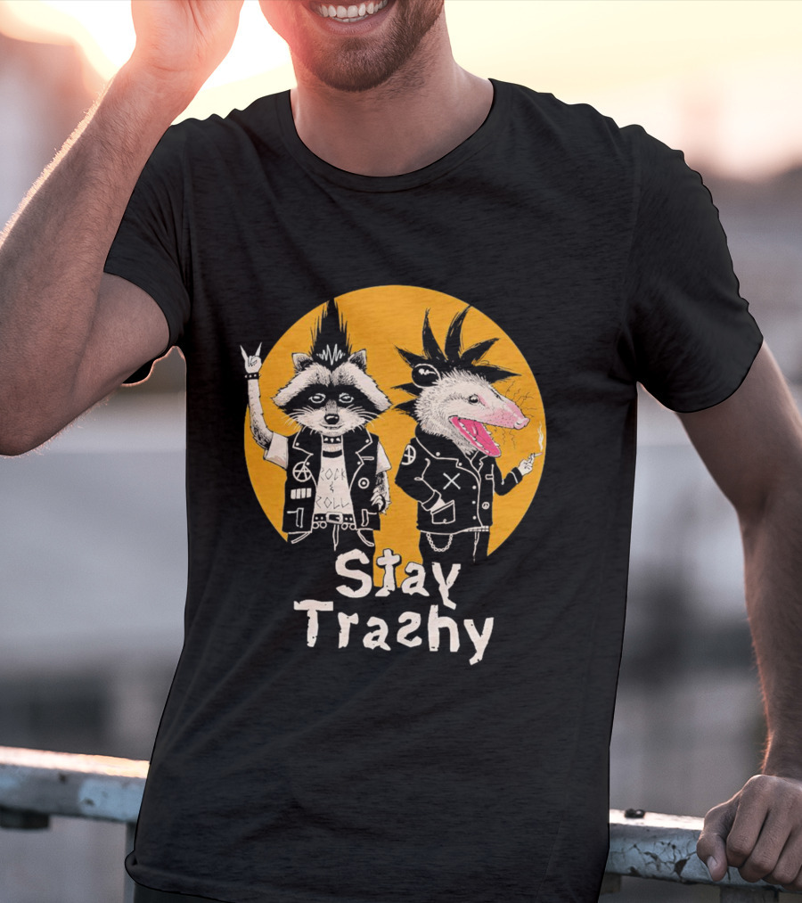 Stay Trashy Rock And Roll Punk Raccoon And Possum T-Shirt