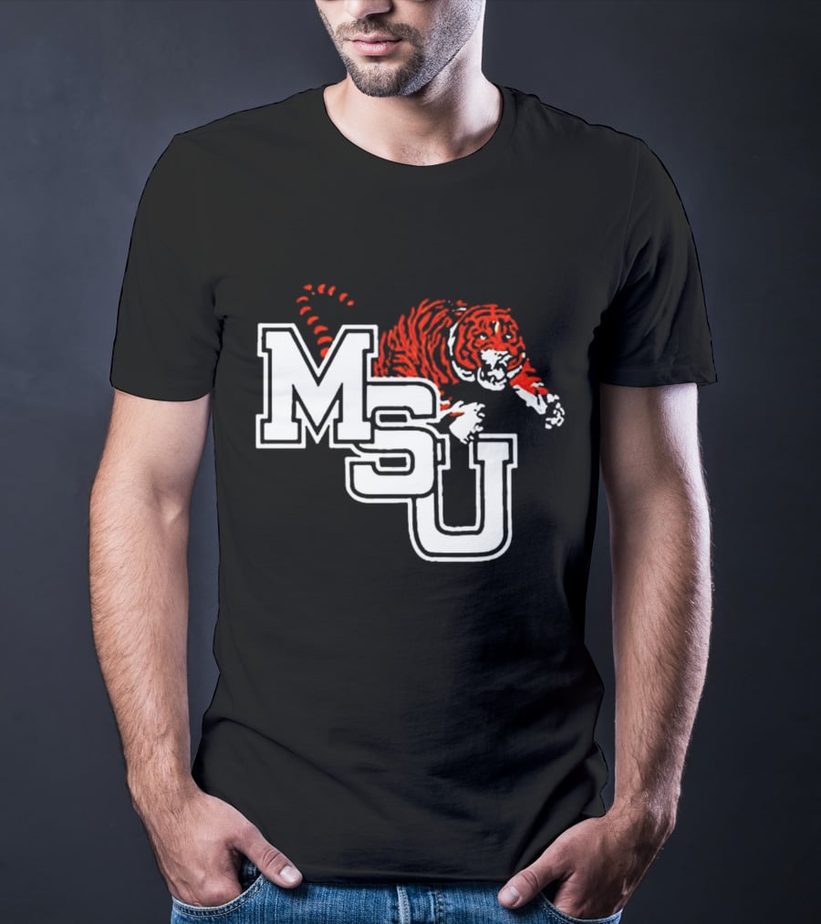 MSU Tiger Logo With Fierce Tiger Image T-Shirt