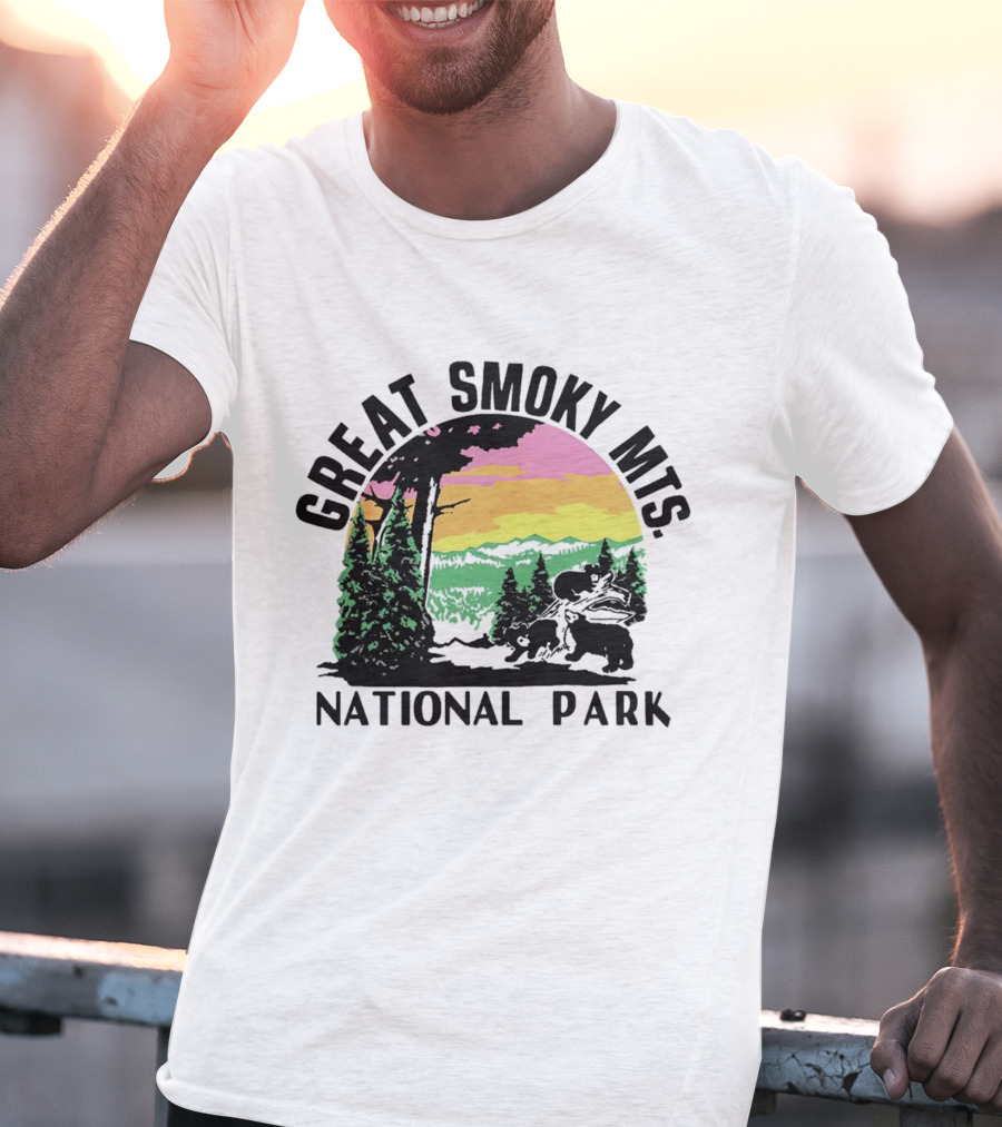 Great Smoky Mts National Park Sunset With Forest And Bears T-Shirt
