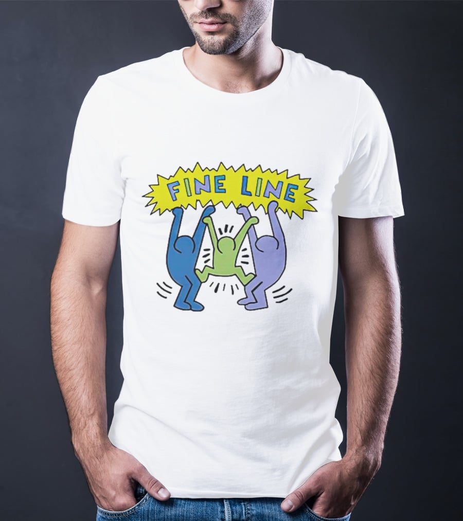 Fine Line Colorful Figures In Haring T-Shirt
