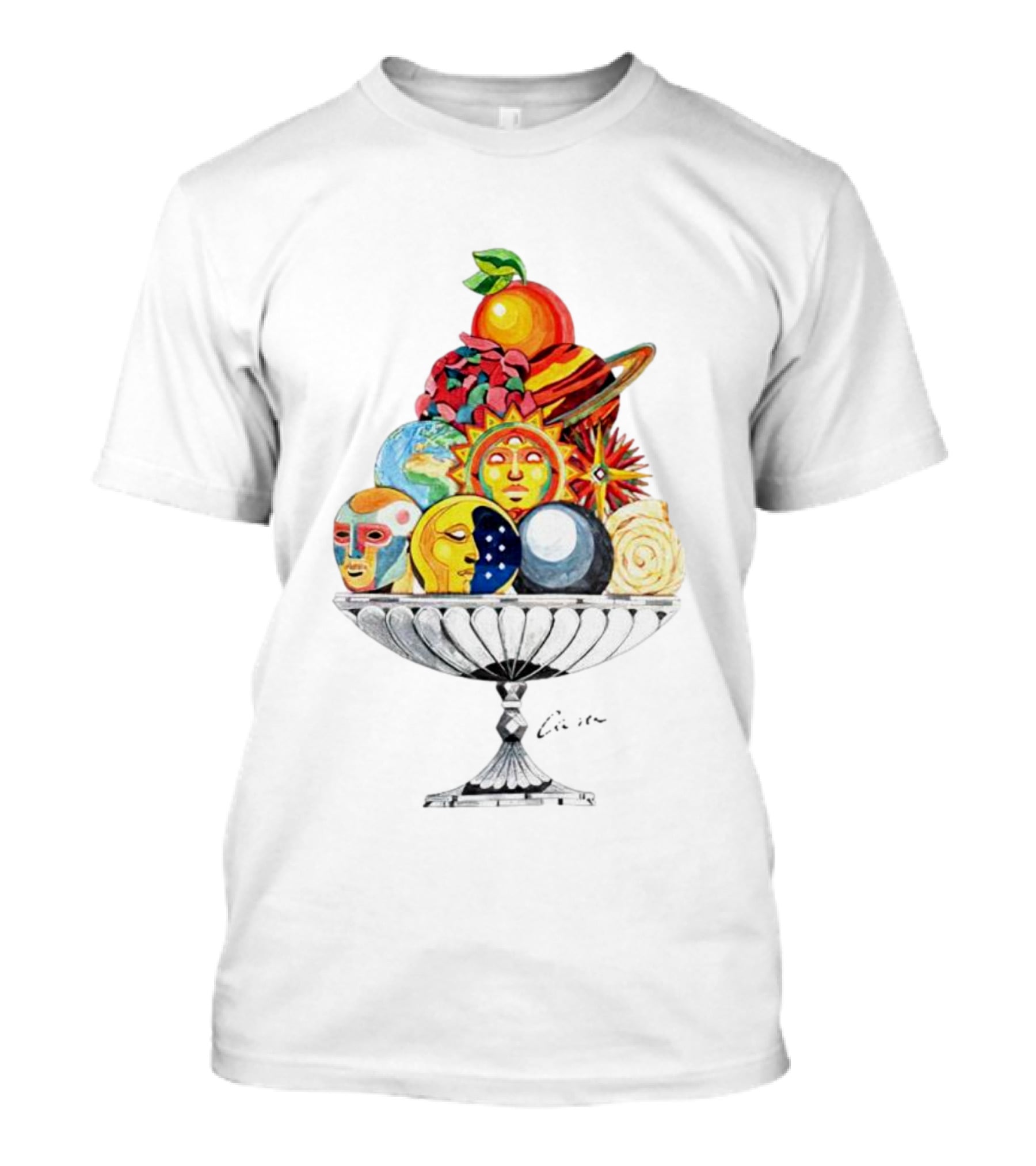 Louis Tomlinson Wear Celestial Fruit Bowl Lunar Sun Planet Faces T-Shirt