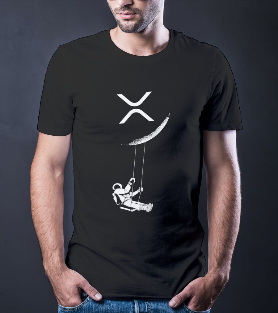 XRP Astronaut Swinging Under Crescent Moon T-Shirt