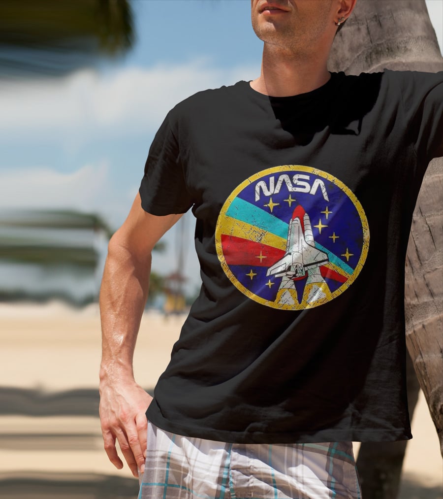 NASA Logo Space Shuttle Retro Rocket Stars T-Shirt