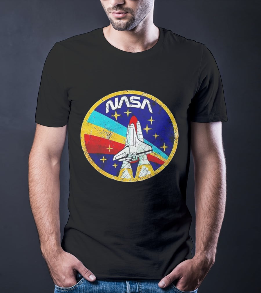 NASA Logo Space Shuttle Retro Rocket Stars T-Shirt