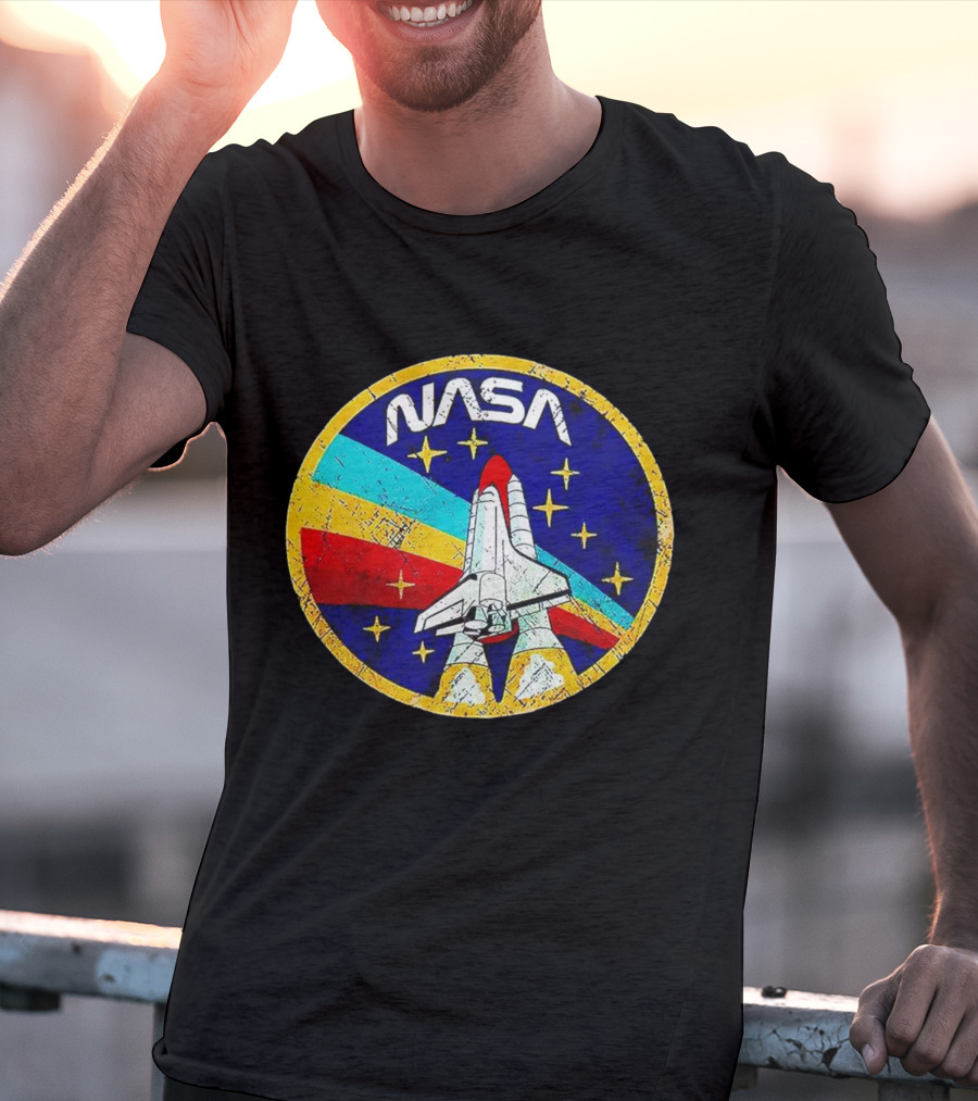 NASA Logo Space Shuttle Retro Rocket Stars T-Shirt