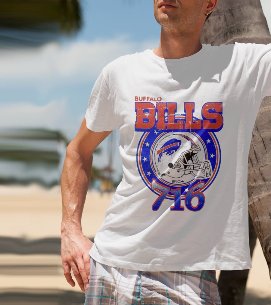 Buffalo Bills Bflo 716 Day Celebration Helmet Stars T-Shirt