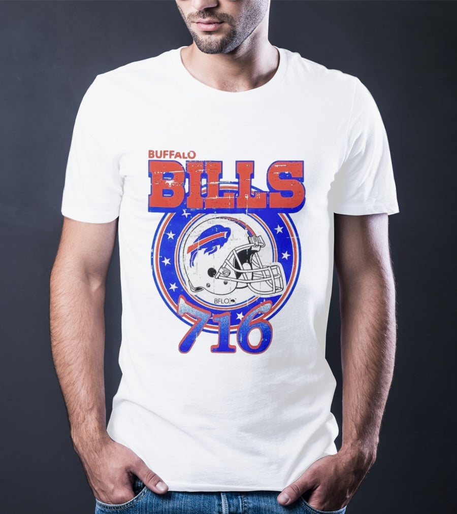 Buffalo Bills Bflo 716 Day Celebration Helmet Stars T-Shirt